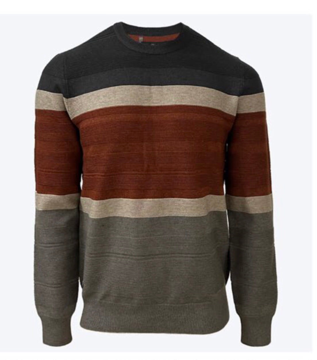 MEN'S POINT ZERO FINE GAUGE COLOR BLOCK SWEATER - PAPRIKA MIX