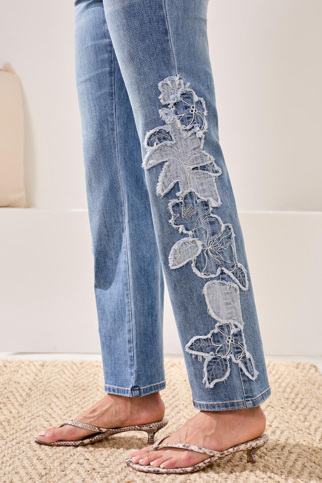 TRIBAL SOPHIA CURVY FLARE WITH DENIM APPLIQUE - Vi-Leen's Fashions