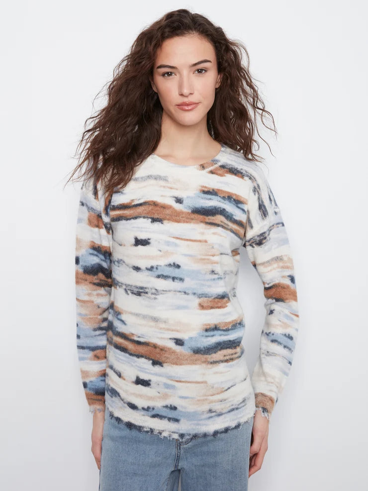 CHARLIE B REVERSIBLE PRINTED SWEATER - STREAM