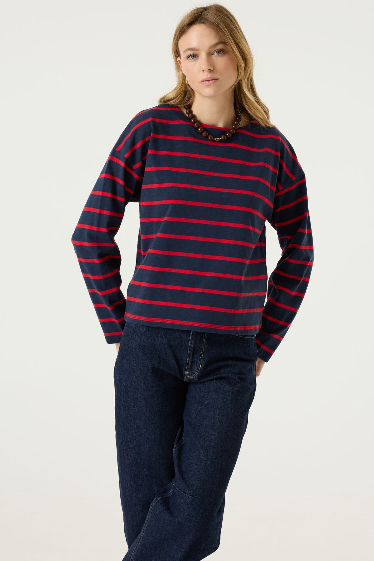 GARCIA STRIPE BOATNECK TOP - SAPPHIRE MIST