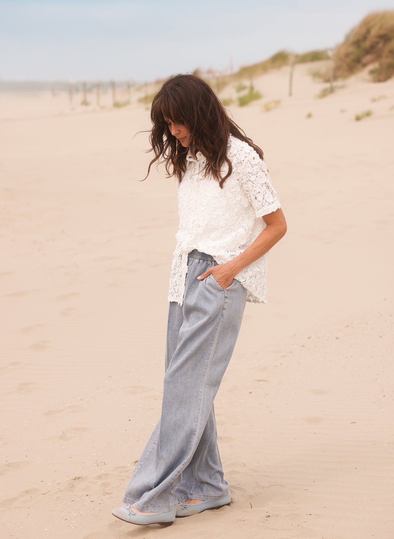 YEST KATERINE LOOSE FIT TROUSER - BLEACH BLUE