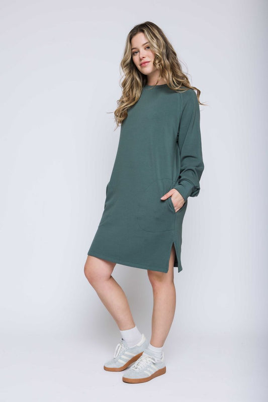 ORB NADIA LUX FLEECE DRESS - THYME