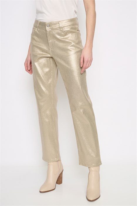 PICADILLY FOIL PRINT PANT - ALMOND CREAM