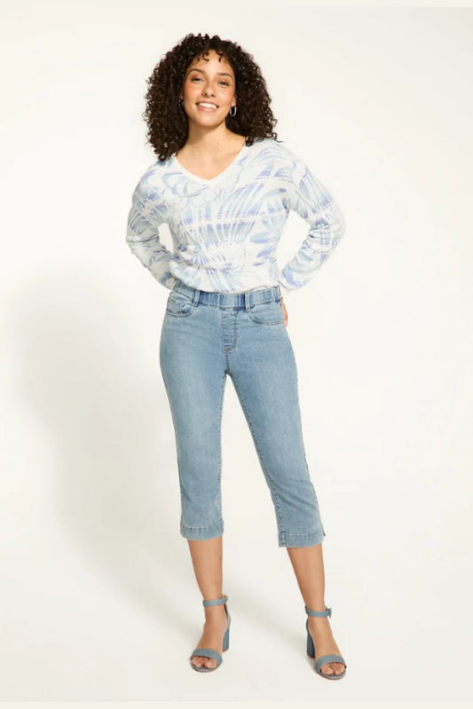 FDJ PULL ON DENIM CAPRI - INDIGO BLUE