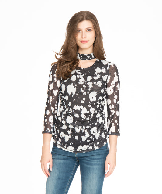 SPENCE PRINTED MESH CHOKER TOP - Vi-Leen's Fashions