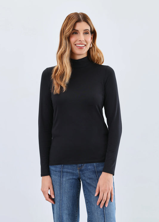 FDJ MOCK NECK TOP - BLACK