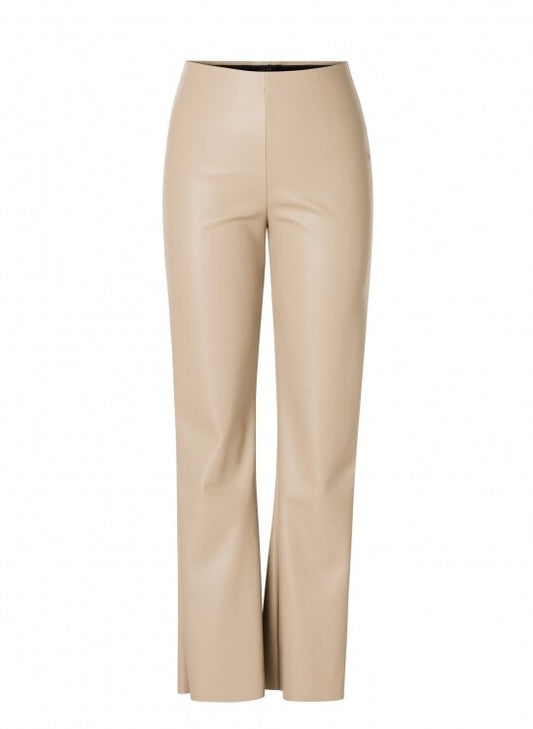 YEST ANIQUE FAUX LEATHER FLARE LEG PANT - LIGHT TAUPE - Vi-Leen's Fashions