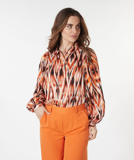 ESQUALO POUF SLEEVE PRINT BLOUSE - Vi-Leen's Fashions