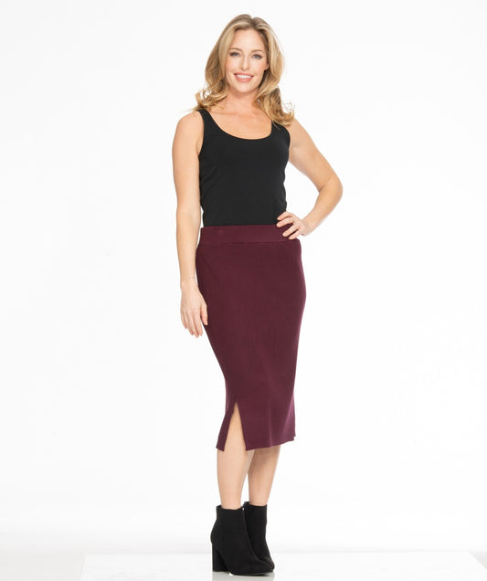 SPENCE RIBBED KNIT SKIRT - WINE - Vi-Leen's Fashions