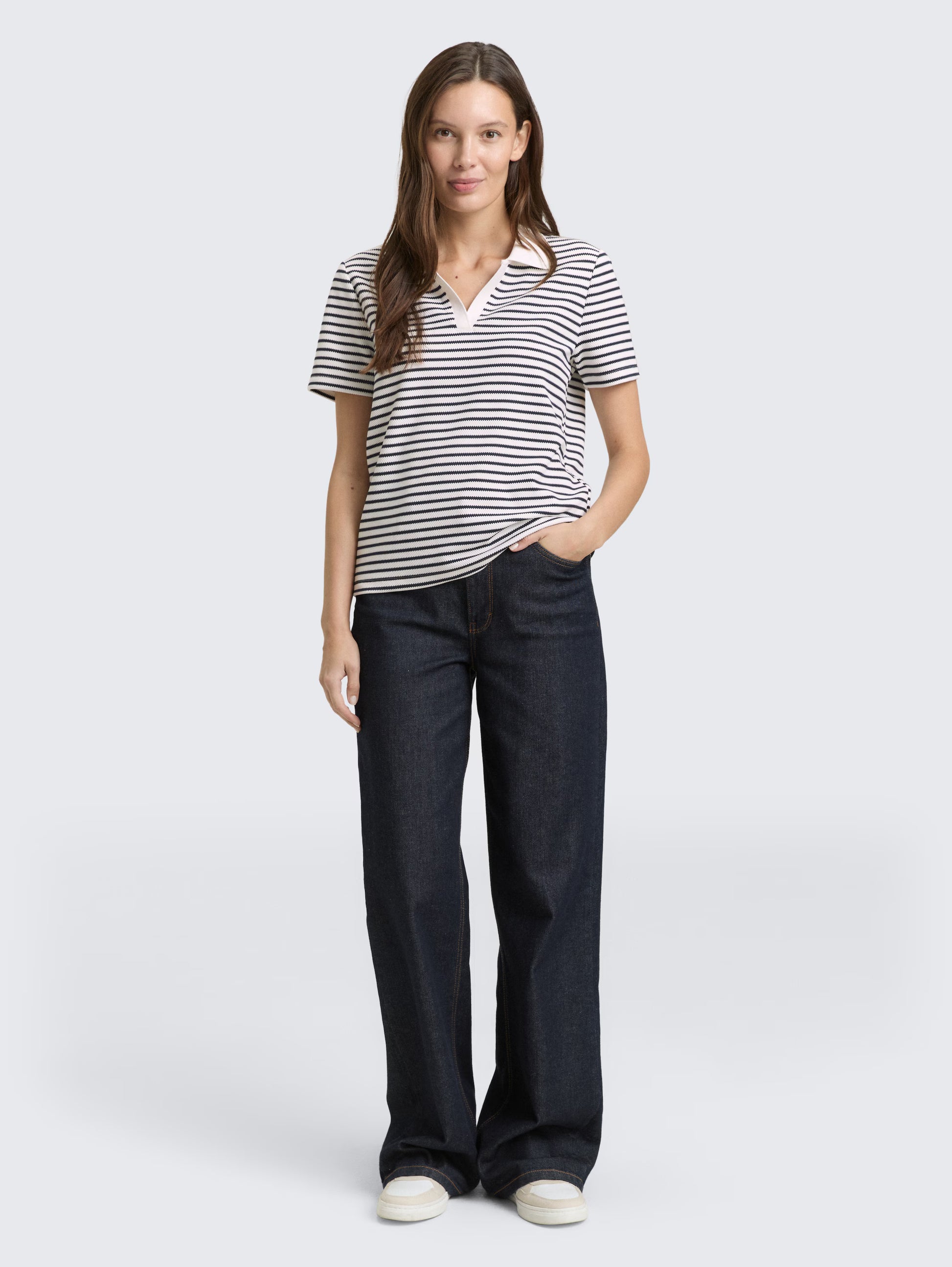TOM TAILOR STRIPE POLO - NAVY/WHITE - Vi-Leen's Fashions
