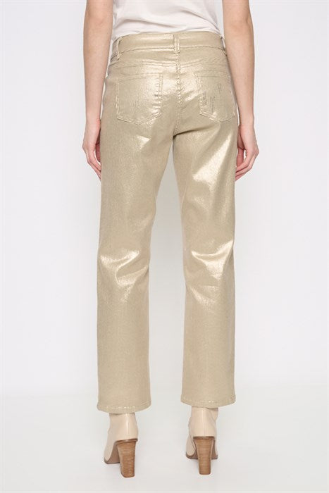 PICADILLY FOIL PRINT PANT - ALMOND CREAM