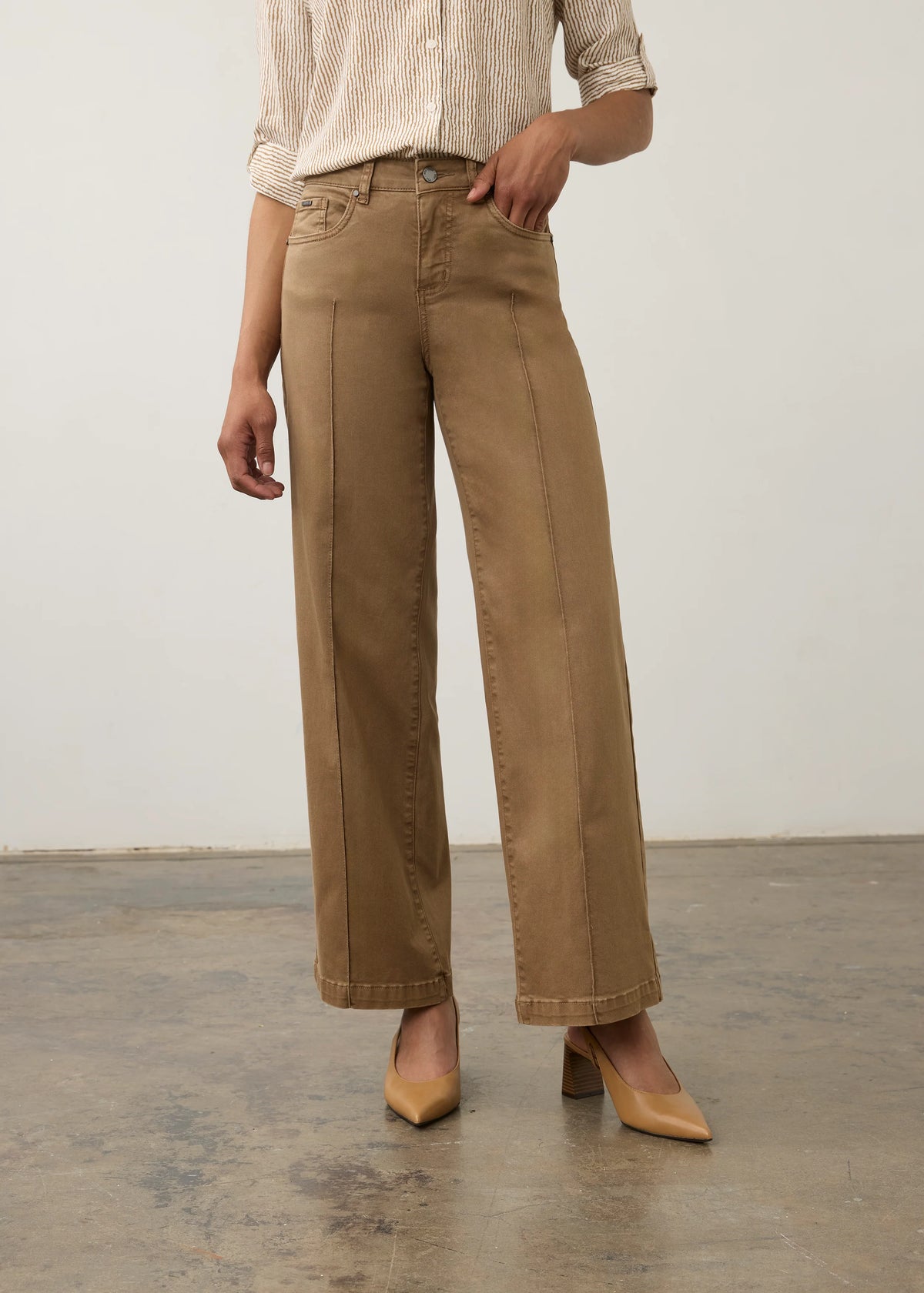 FDJ OLIVIA WIDE LEG TWILL PANT - MAPLE - Vi-Leen's Fashions