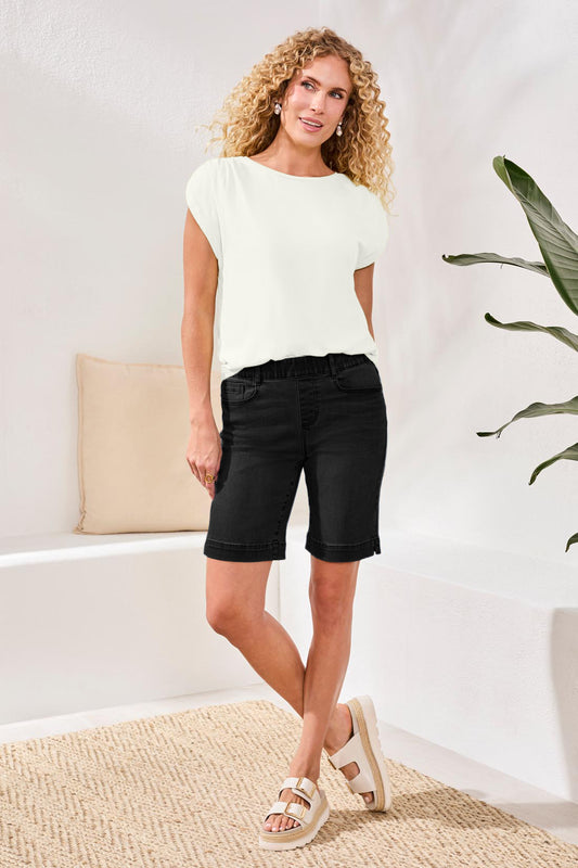 TRIBAL AUDREY PULL ON JEAN BERMUDA - BLACK - Vi-Leen's Fashions