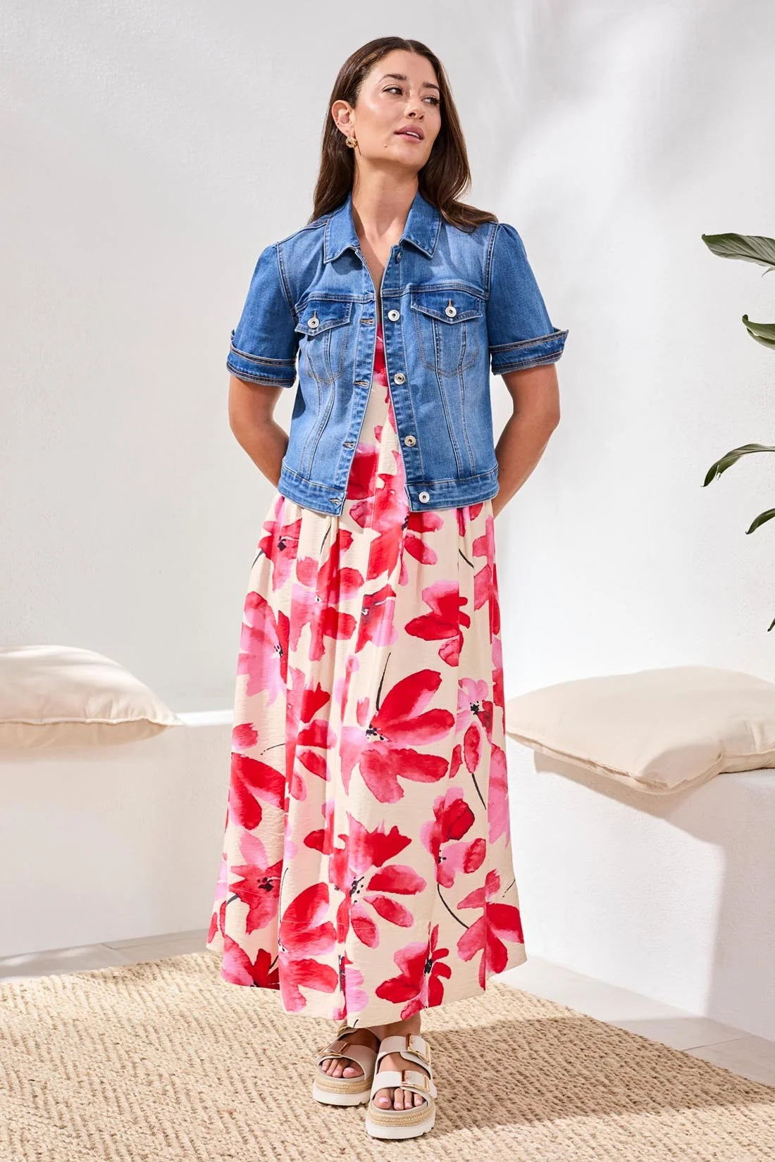 TRIBAL ELBOW SLEEVE DENIM JACKET - HARBOR - Vi-Leen's Fashions