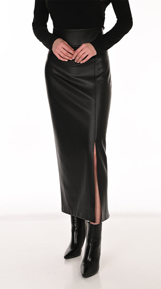 FRANK LYMAN FAUX LEATHER SKIRT - BLACK - Vi-Leen's Fashions
