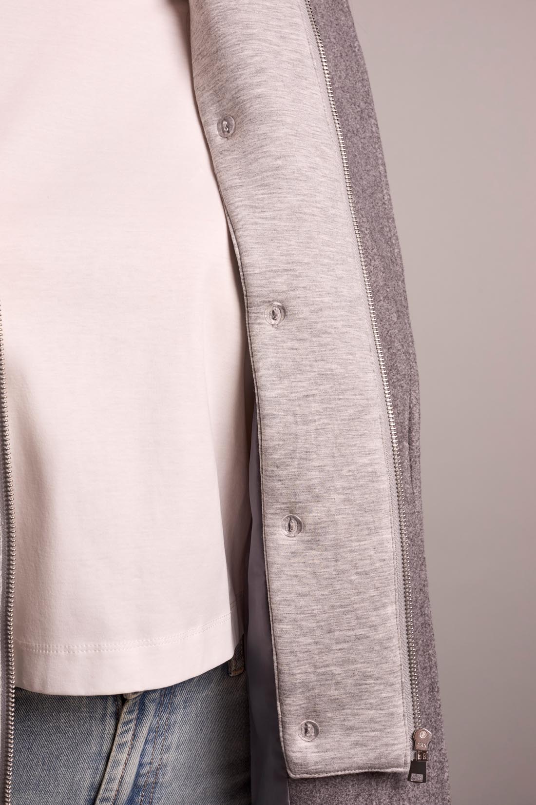 TRIBAL TRENCH COAT WITH FOOLER HOODIE - GREY MIX