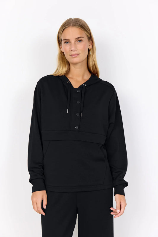 SOYACONCEPT BANU PULLOVER WITH HOOD - BLACK