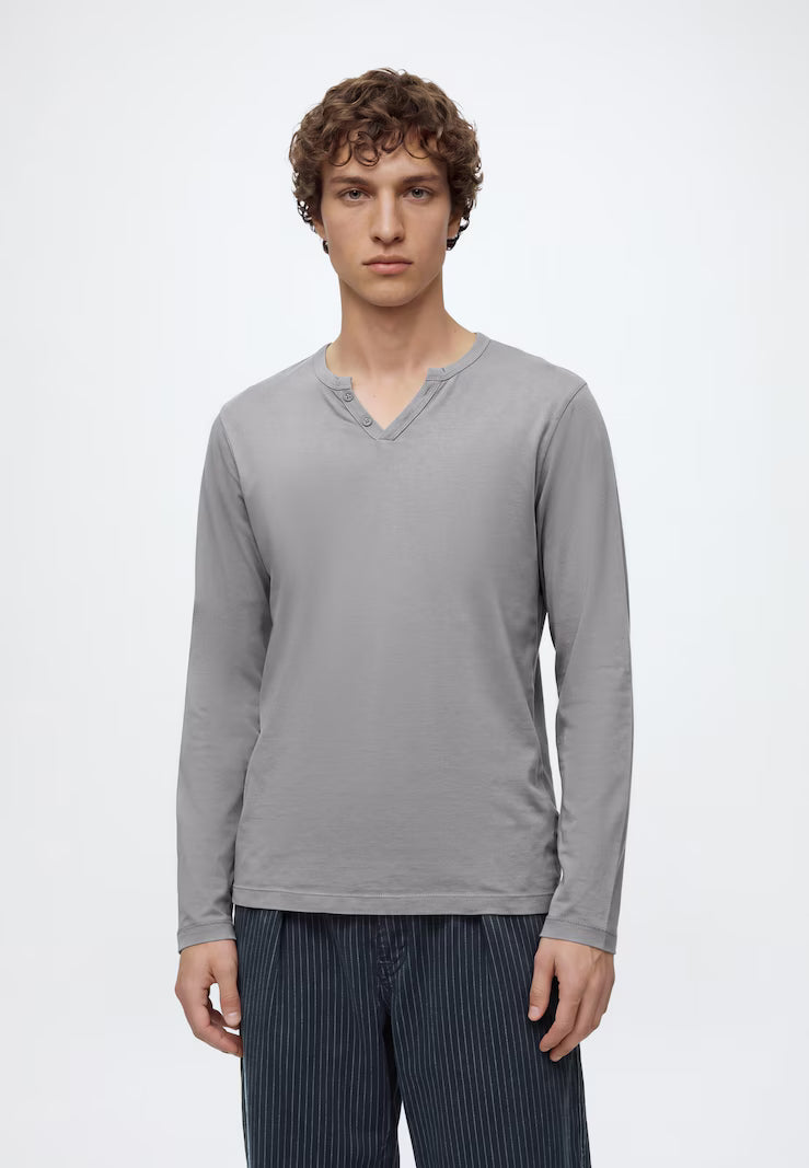 BLEND LONG SLEEVE HENLEY - GREY