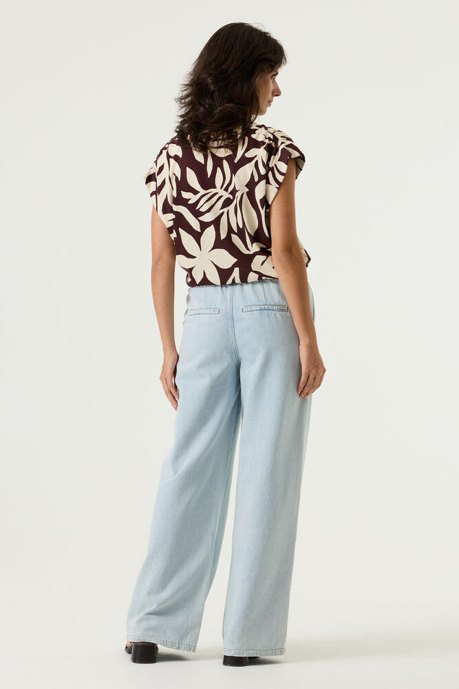 GARCIA V-NECK PRINT TOP - EARTH BROWN - Vi-Leen's Fashions