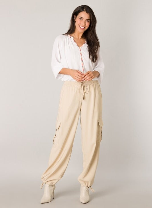 YEST SARAH LIGHTWEIGHT CARGO PANT - LIGHT BEIGE - Vi-Leen's Fashions