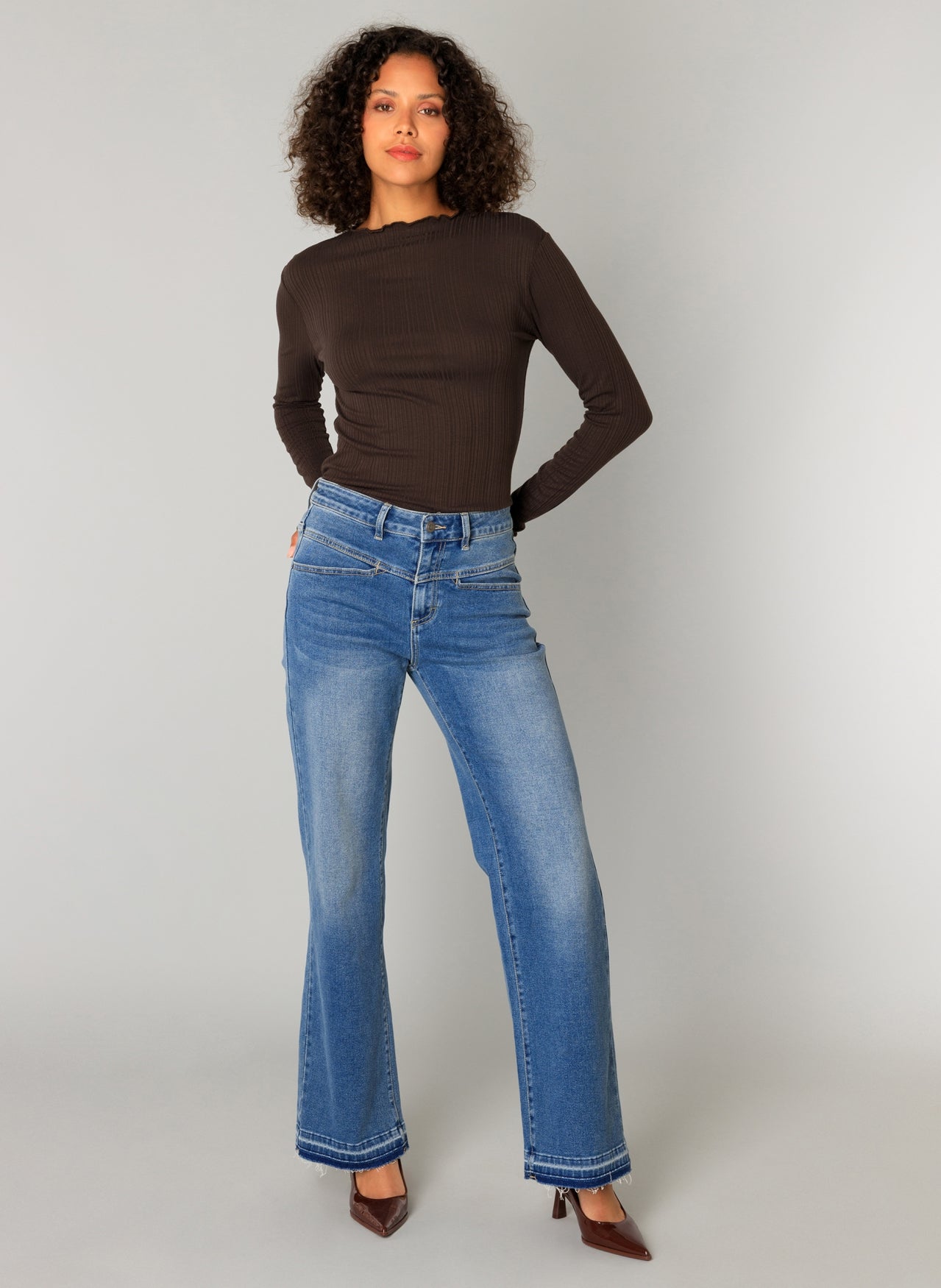 YEST CRISTINA WIDE LEG DENIM - VINTAGE WASH