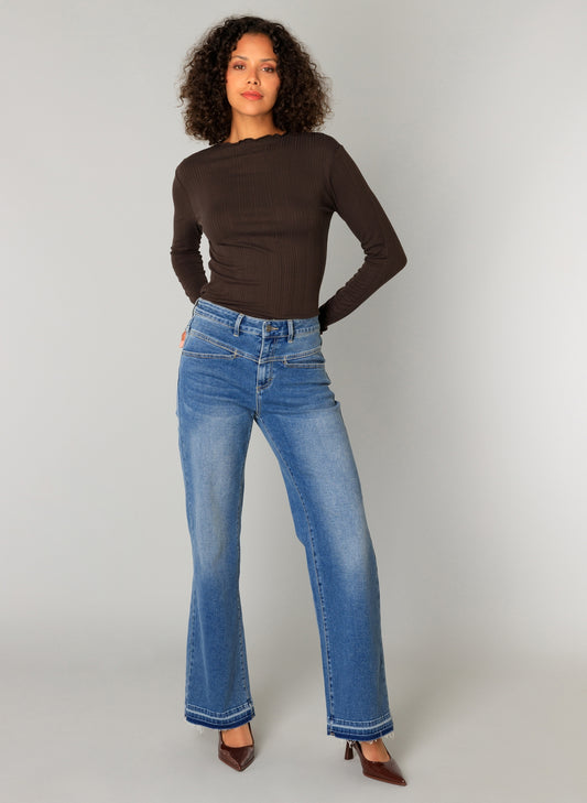 YEST CRISTINA WIDE LEG DENIM - VINTAGE WASH