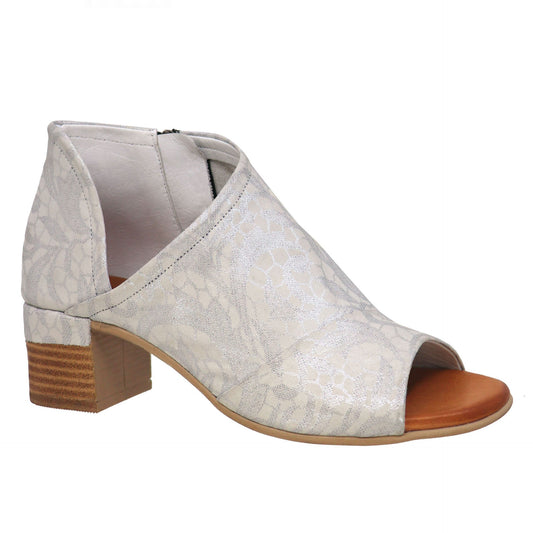 EVERLY GIA LEATHER PRINT HEEL - SILVER PRINT