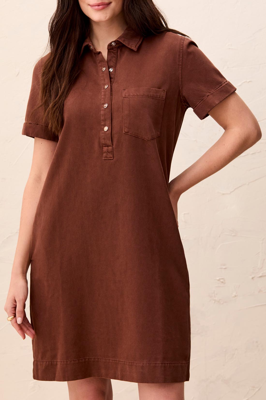 TRIBAL POP OVER SHIRT DRESS - RUSTIC BROWN