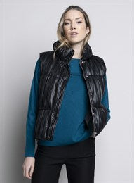 PICADILLY PLEATED PUFFER VEST - BLACK - Vi-Leen's Fashions