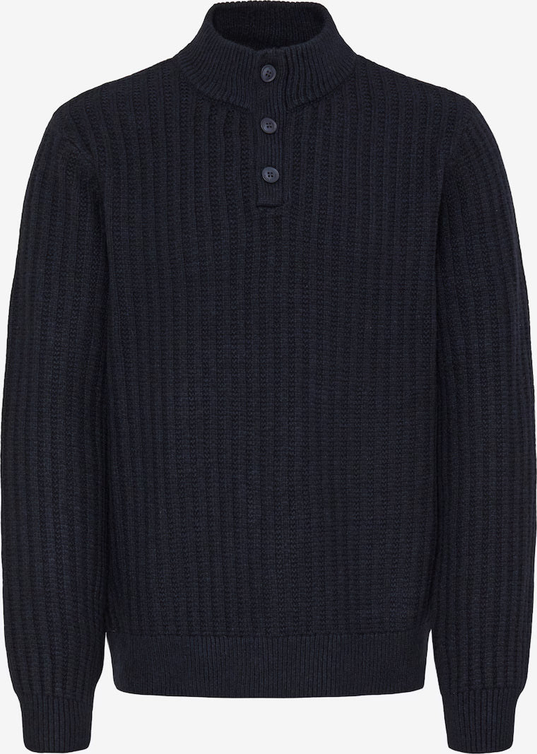 BLEND KNIT POLO SWEATER - DARK NAVY