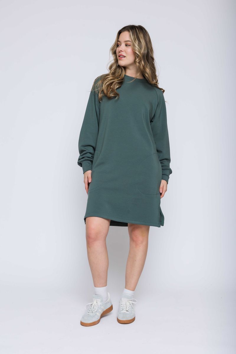 ORB NADIA LUX FLEECE DRESS - THYME