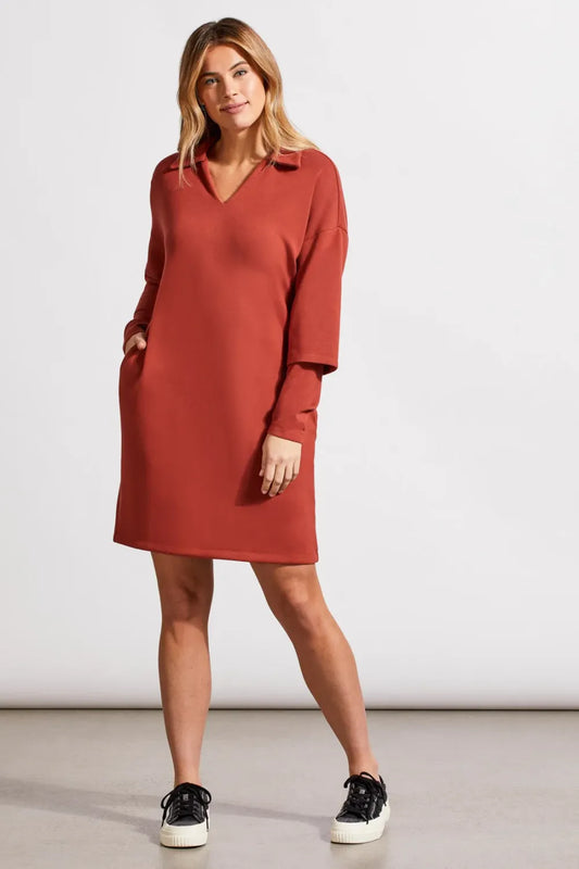 TRIBAL POLO DRESS WITH POCKETS - MAHOGANY - Vi-Leen's Fashions