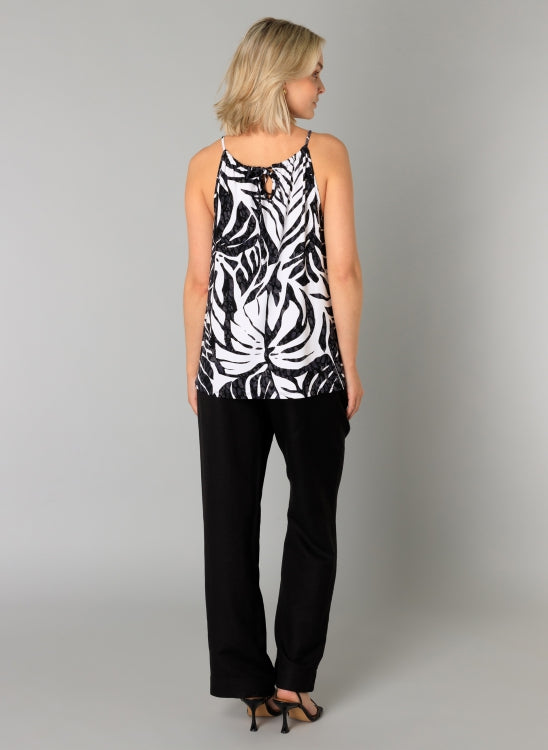 YEST TRUDE PRINT TOP - BLACK/WHITE