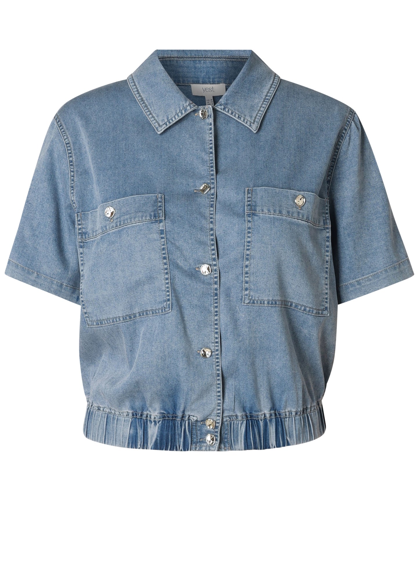 YEST KAMIL LIGHTWEIGHT DENIM BLOUSE - BLEACH BLUE - Vi-Leen's Fashions
