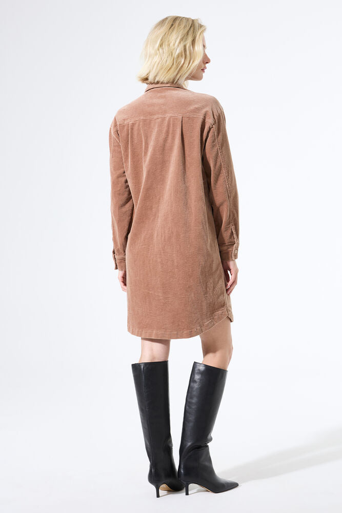 GARCIA CORDUROY SHIRT DRESS - TEDDYBEAR