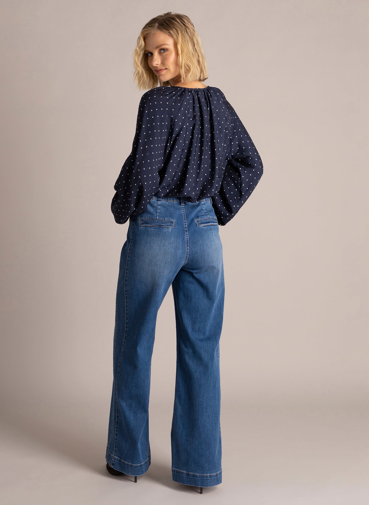 YEST SINKA WIDE LEG JEAN - DARK STONE WASH