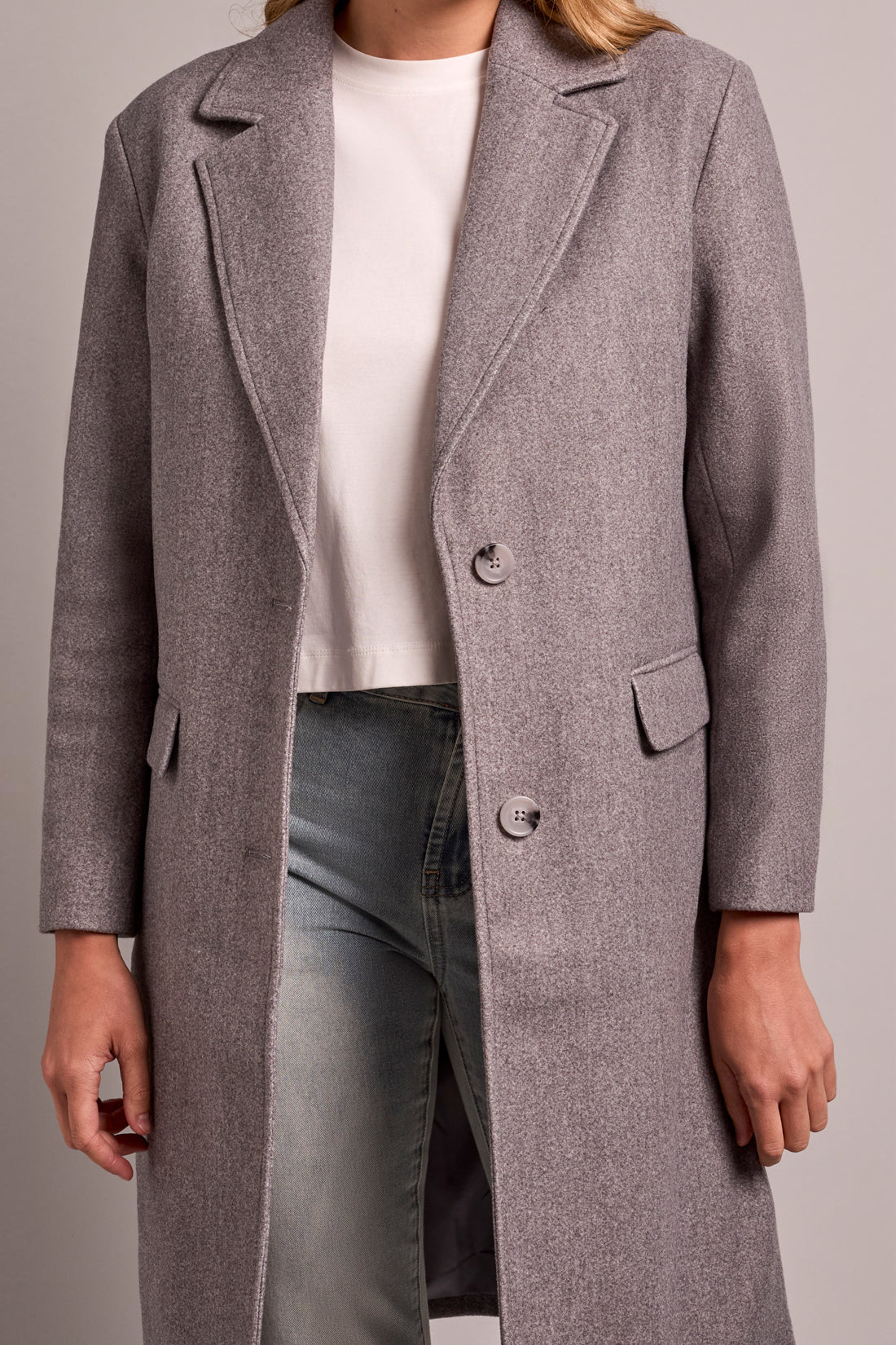 TRIBAL TRENCH COAT WITH FOOLER HOODIE - GREY MIX