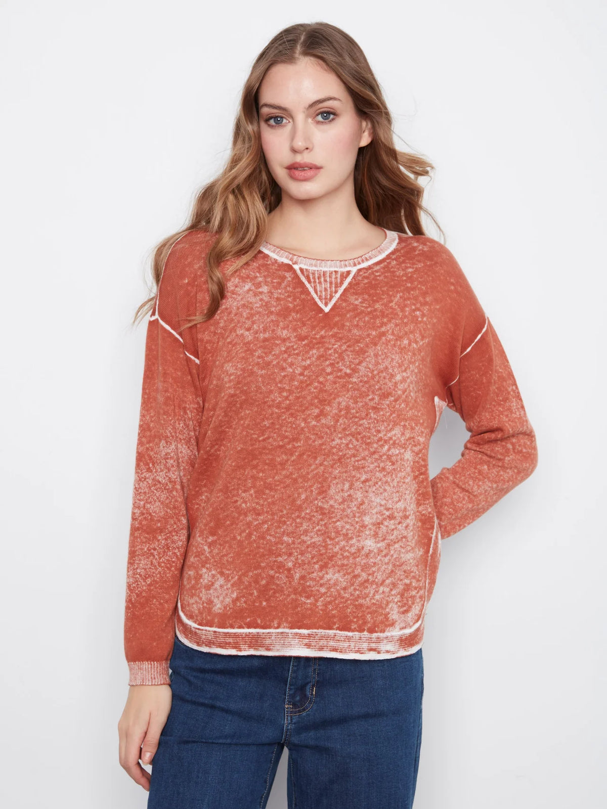 CHARLIE B COTTON CREW NECK SWEATER - GINGER - Vi-Leen's Fashions