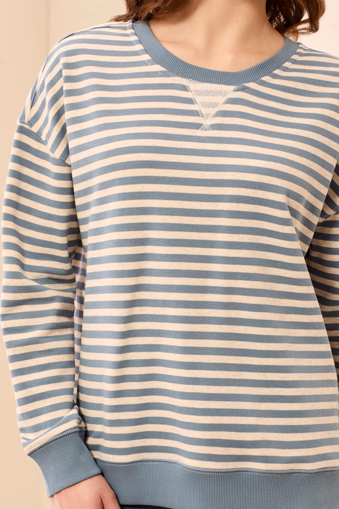 TRIBAL STRIPE SWEATSHIRT - BLUE FOG