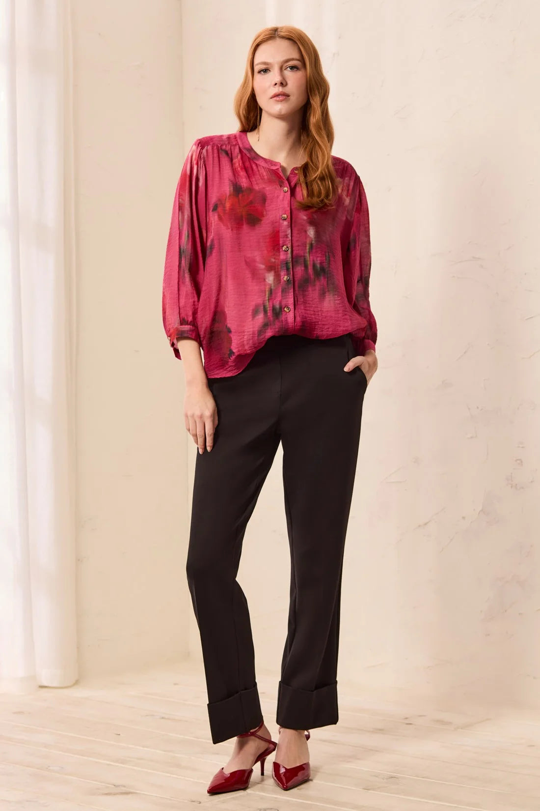 TRIBAL FLATTEN IT PULL ON ANKLE PANT WITH CUFF - BLACK