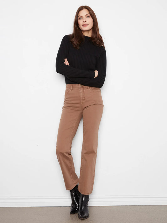 CHARLIE B STRAIGHT LEG TWILL PANT - TRUFFLE