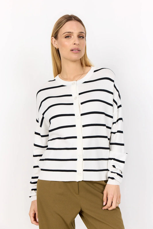 SOYACONCEPT DOLLIE STRIPE CARDIGAN - BLACK/WHITE