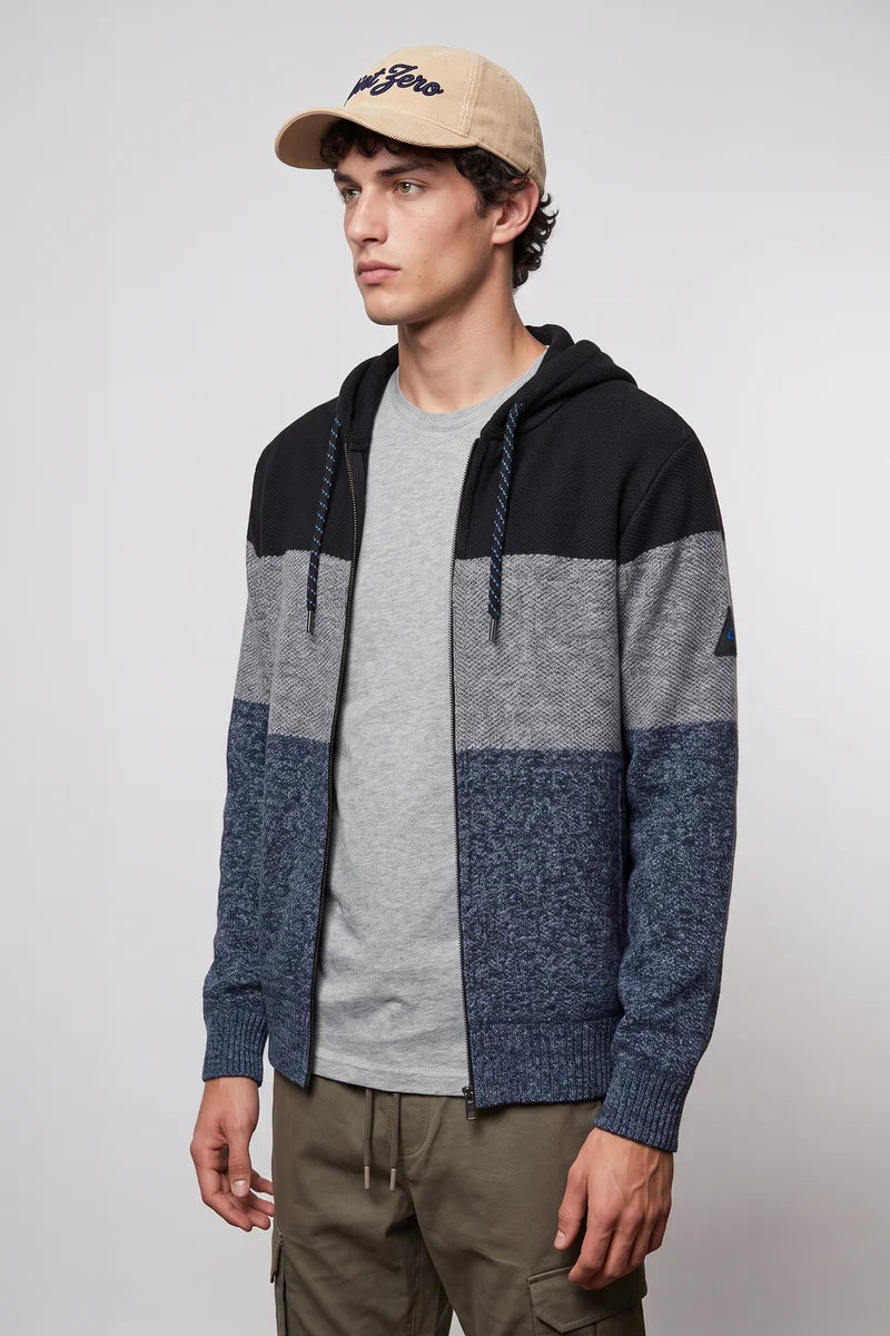MEN'S POINT ZERO FLEECE LINED FULL ZIP HOODIE - NAVY