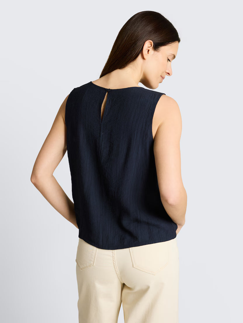 TOM TAILOR CRINKLED NAVY BLOUSE - Vi-Leen's Fashions