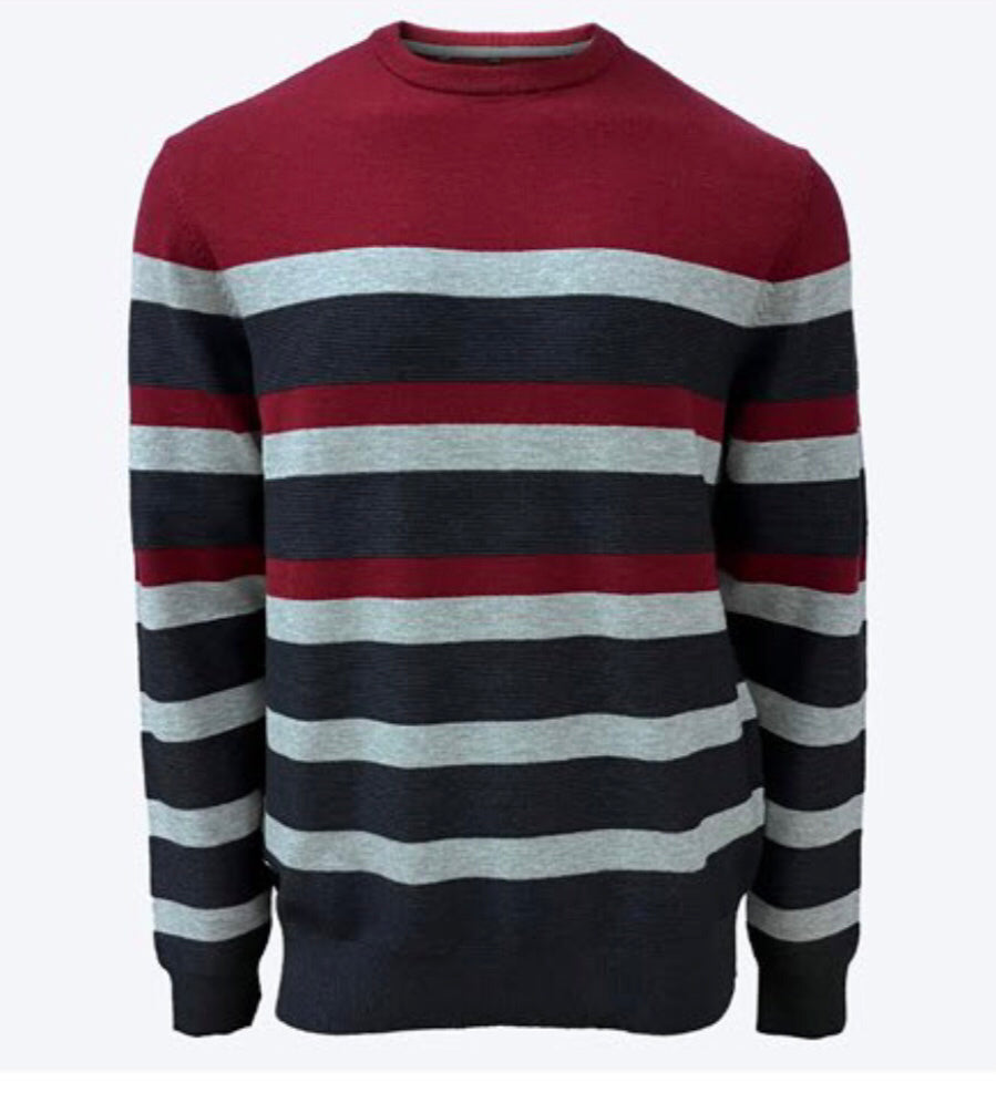 MEN'S POINT ZERO FINE GAUGE CREW NECK SWEATER - CRIMSON