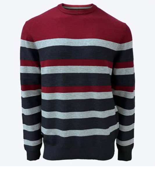 MEN'S POINT ZERO FINE GAUGE CREW NECK SWEATER - CRIMSON