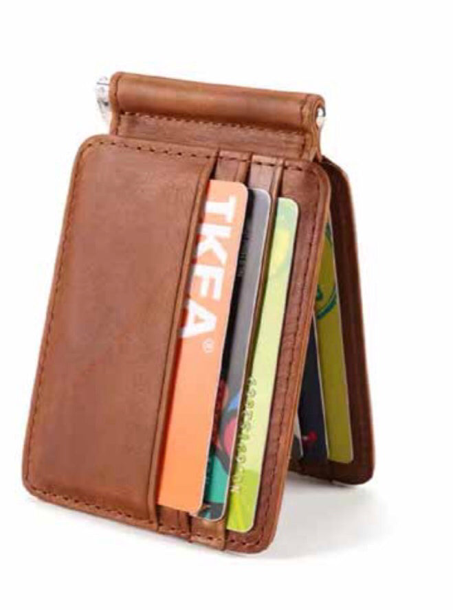 MEN'S FLIP CREDIT CARD WALLET - COGNAC