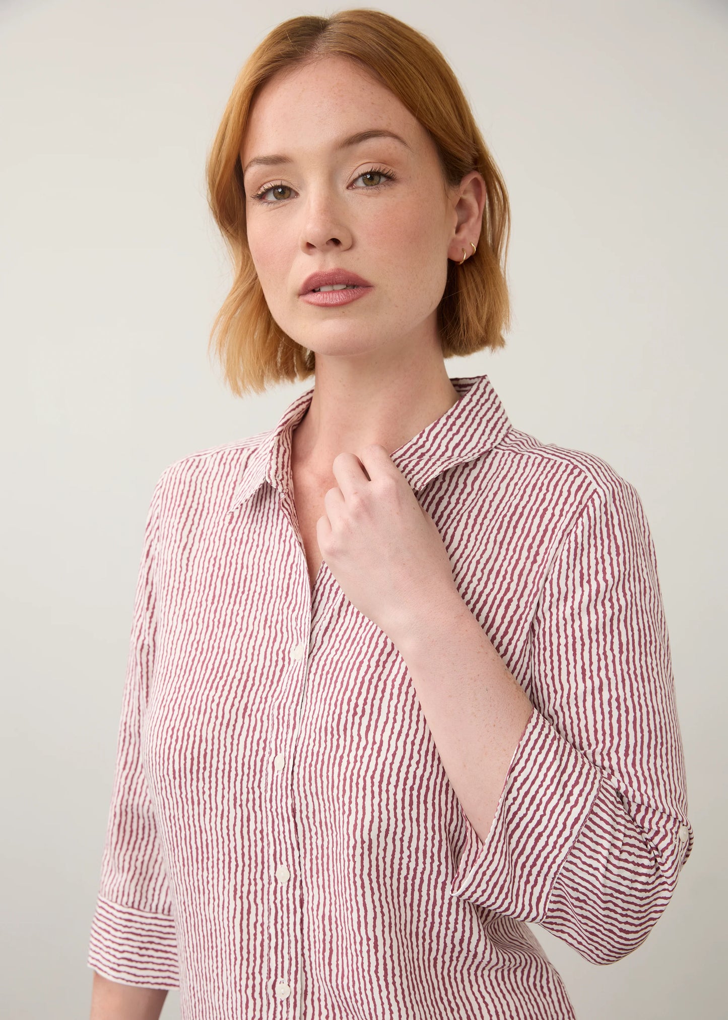 FDJ LONG SLEEVE STRIPE BLOUSE - FIG