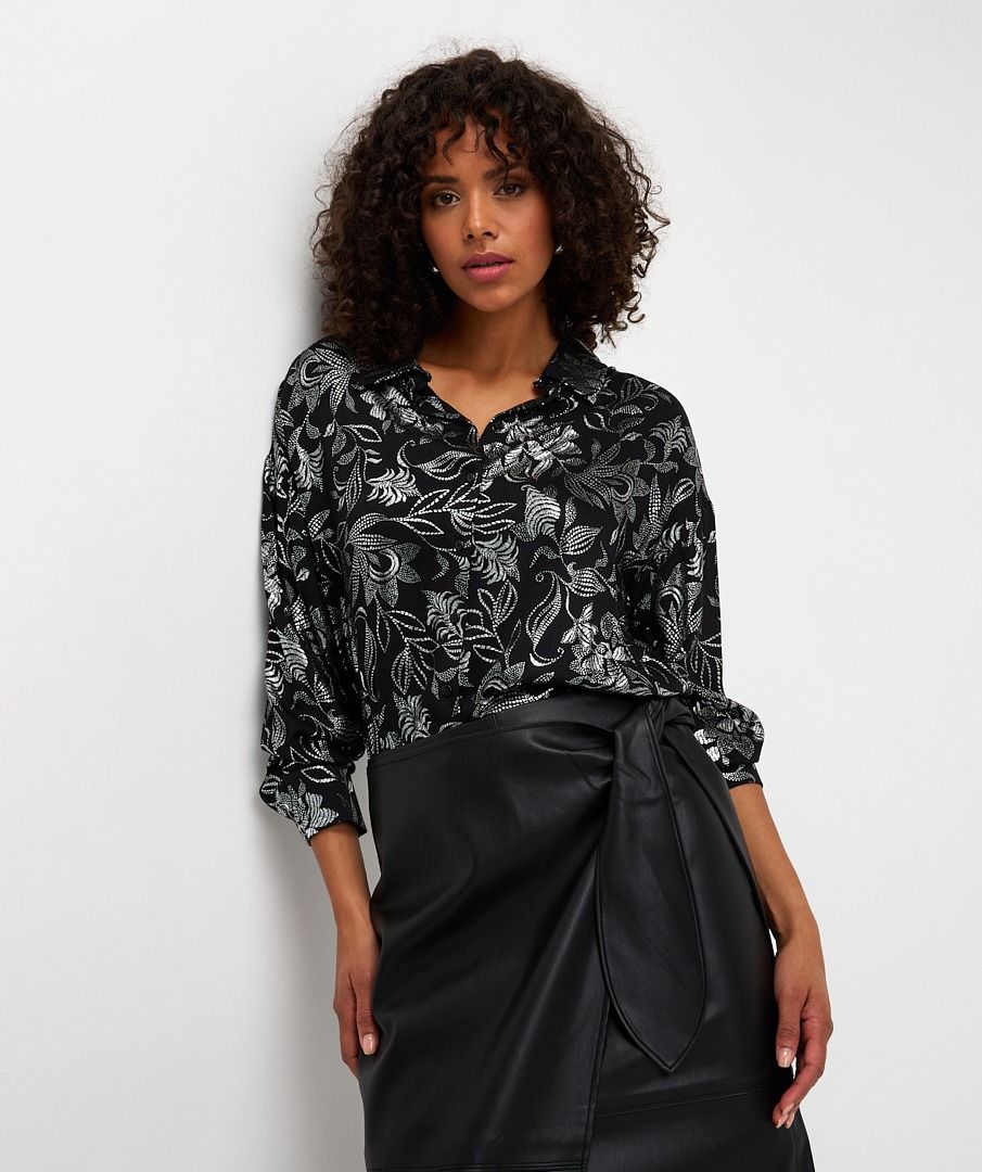 ESQUALO PRINTED BLOUSE - BLACK