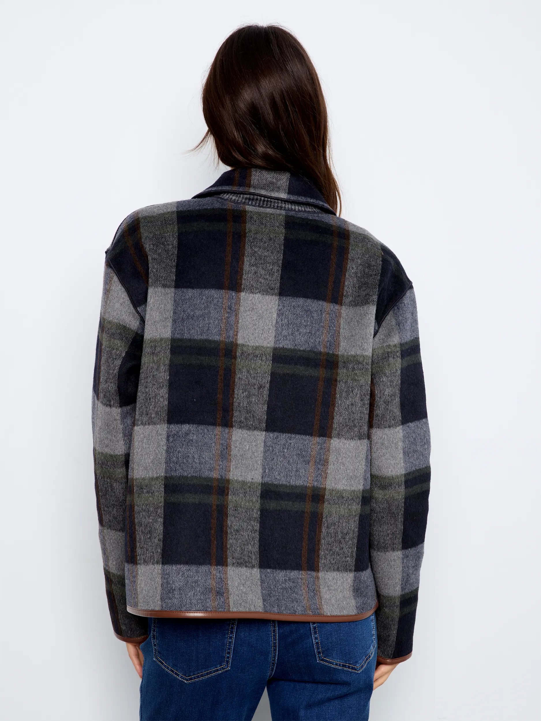 CHARLIE B REVERSIBLE PLAID JACKET - NAVY - Vi-Leen's Fashions
